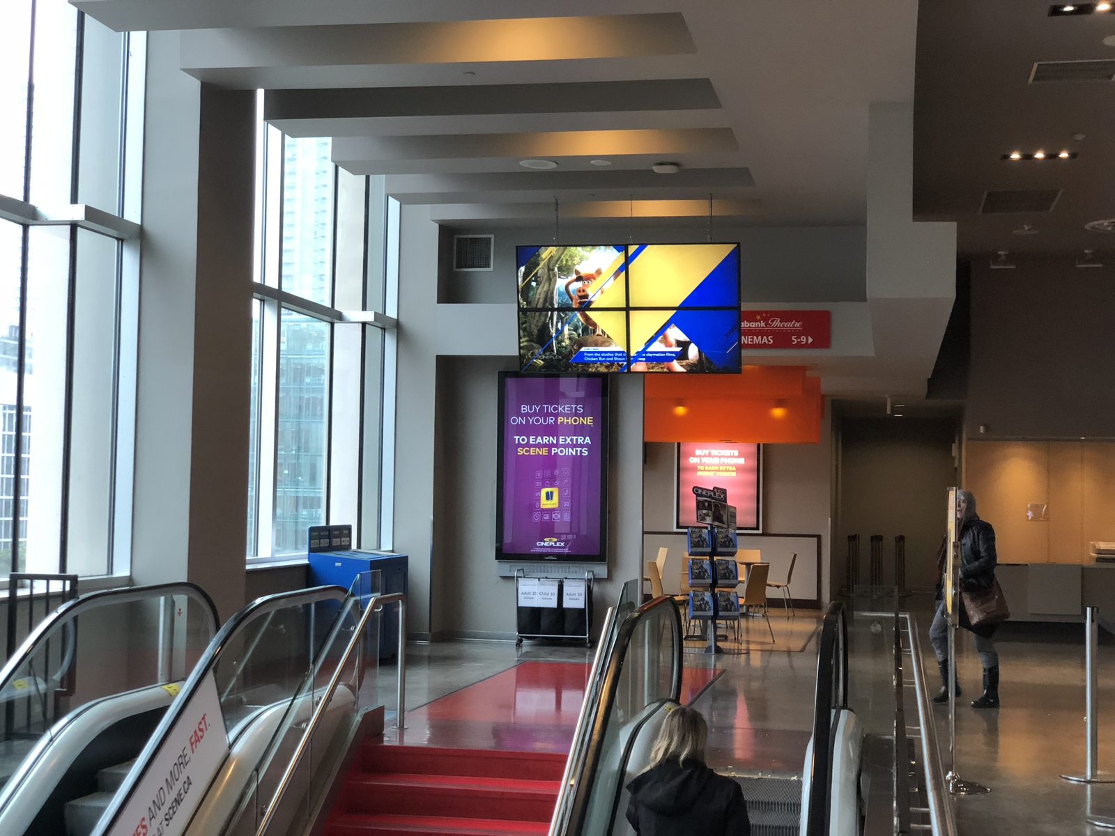 Lobby video wall and ticketing kiosk
